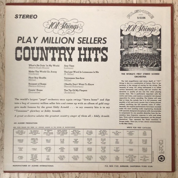 101 Strings Million Seller Country Hits Vinyl Lp '72 - Picture 9 of 9